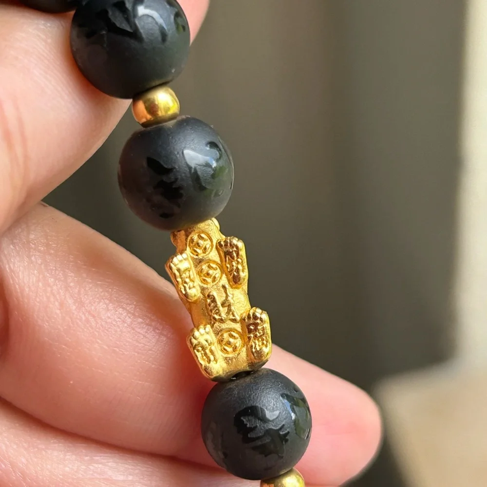 24 KARAT REAL GOLD DRAGON PIYAO BRACELET FIT TO 7-8 INCHES - Picture 3 of 4